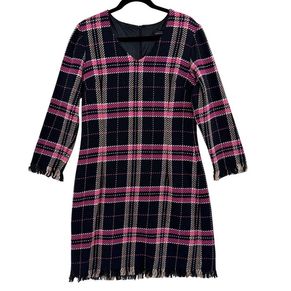 NWT Nathalie Chaize Sheath Dress Size 10 Rose Tartan Plaid Twee Girly Preppy